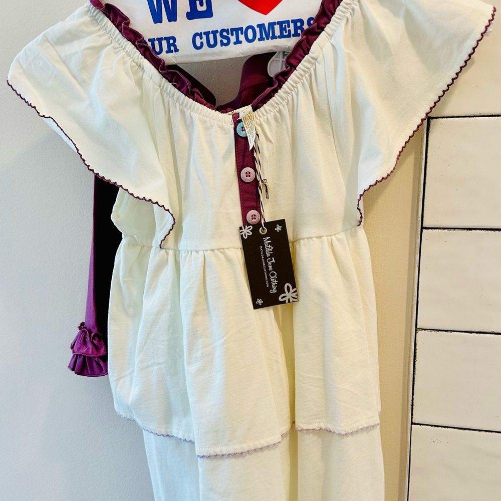 Matilda Jane Cream and Deep Purple Girls Matching Set